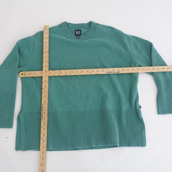 Vintage Gap Green Fine Knit Ribbed Lightweight Thick Cotton Sweater Large - Picture 4 of 10